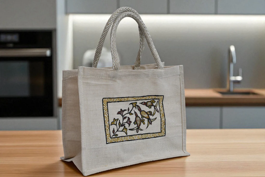 Jute Bag with Sohrai Painting - Image 3